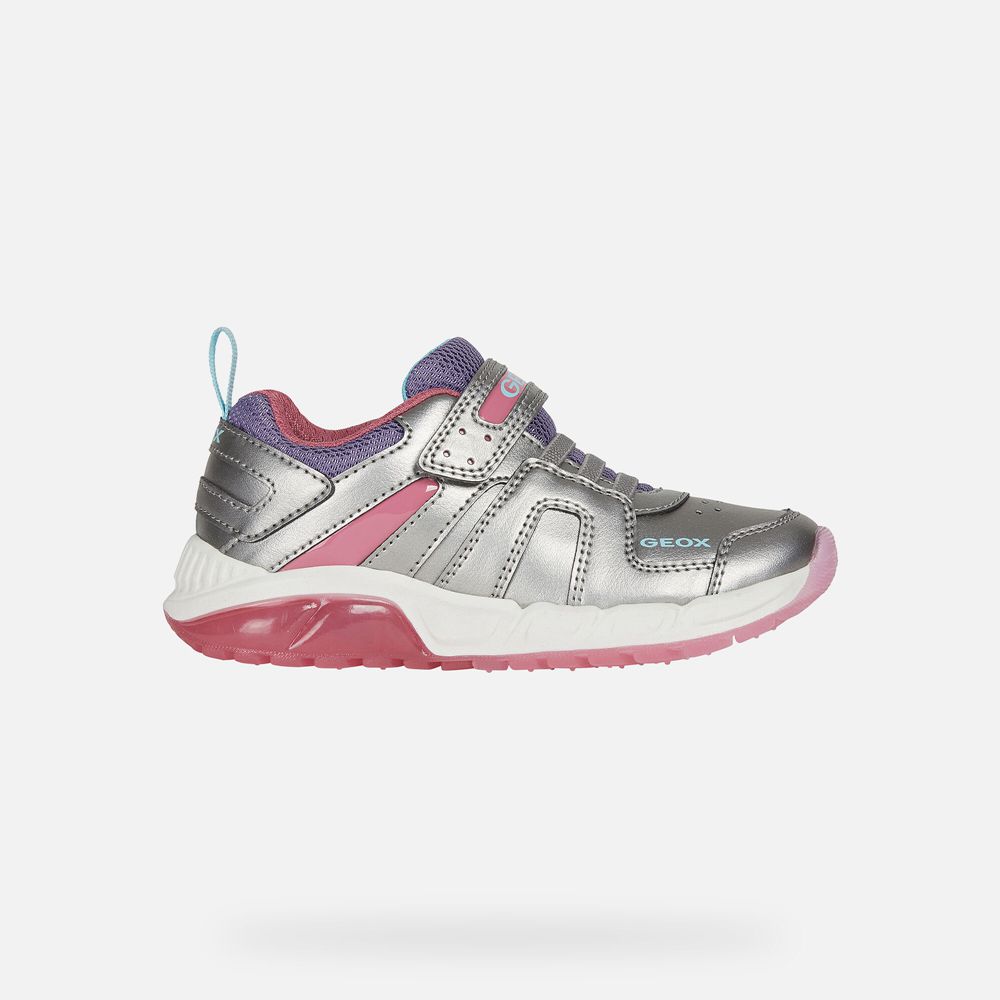 Geox Sneakers Dark Silver/Pink Spaziale - Geox Girls Shoes - DRAWNS804